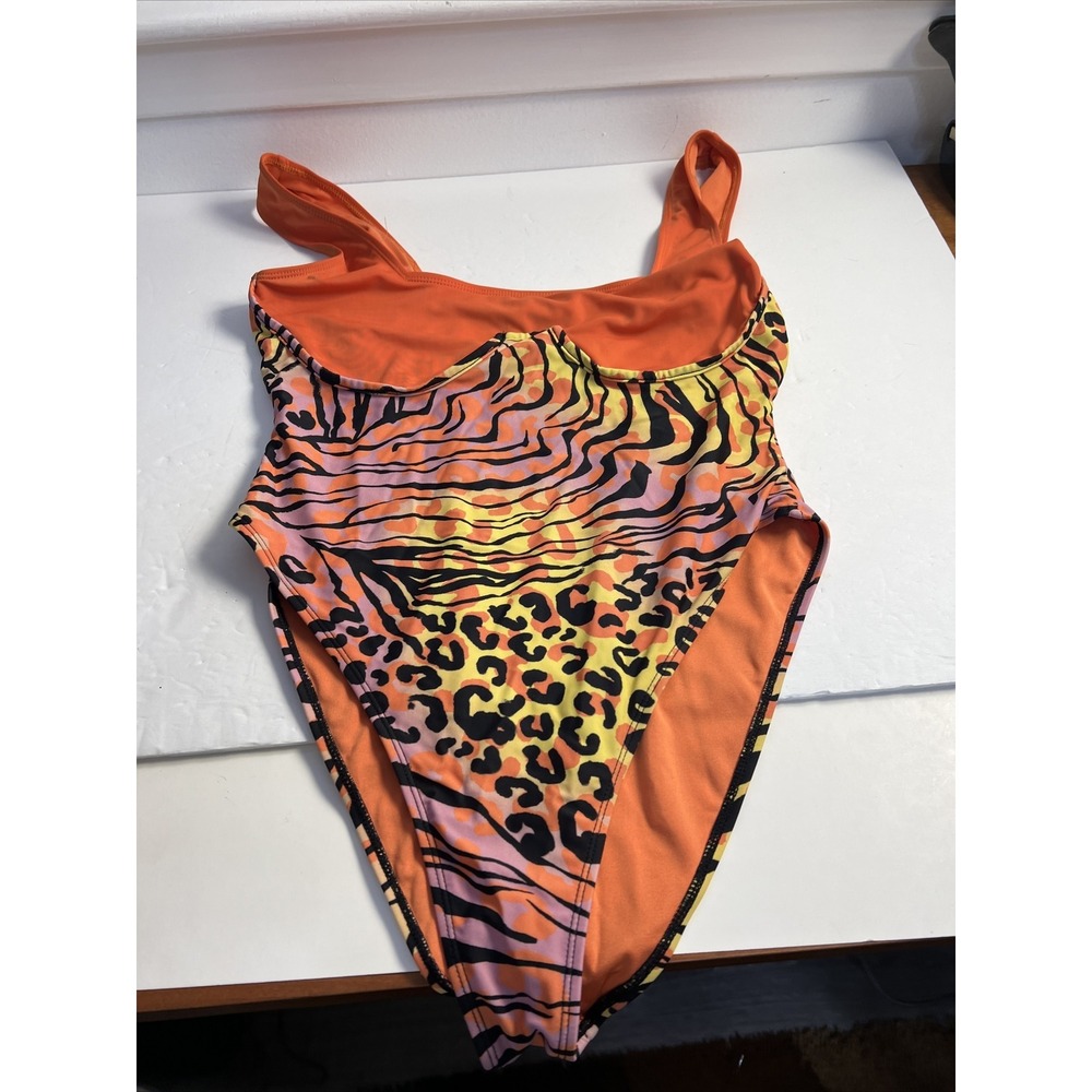 IconSwim XL City Girls One Piece Swimsuit Womens Orange Multicolor